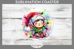 Christmas Elf v3 Entangled in Lights Round Coaster Sublimati Product Image 1