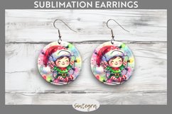 Christmas Elf v3 Entangled in Lights Round Earrings Sublimat Product Image 1