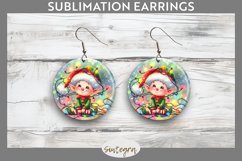 Christmas Elf v4 Entangled in Lights Round Earrings Sublimat Product Image 1