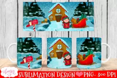 Cute Christmas Elf Mug Wrap PNG for Sublimation for girls Product Image 1