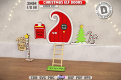 Christmas Elf Doors Laser Cut Bundle | Wall Christmas Decor Product Image 4