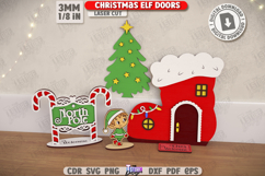 Christmas Elf Door Laser Cut|Wall Décor|Christmas Decor SVG Product Image 1