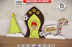 Christmas Elf Door Laser Cut|Wall Décor|Christmas Decor SVG Product Image 1