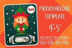 Christmas Elf Girl Card. Money Holder Template for cutting machines.  For making a Christmas gift card