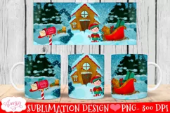 Cute Christmas Elf Mug Wrap PNG for Sublimation for boys Product Image 1
