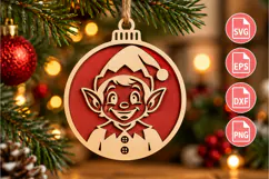 Christmas Elf Ornament Laser Cut Product Image 1