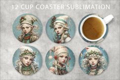 Christmas elf vintage circle for coaster Product Image 2