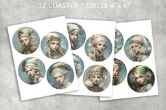 Christmas elf vintage circle for coaster Product Image 5
