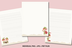 Cute printable Christmas stationery set with elves for kids’ holiday letters and crafts.