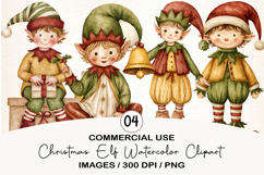 Christmas Elf Watercolor Clipart Product Image 1