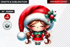 Watercolor Christmas Elves clipart, winter clipart, elf PNG Product Image 1