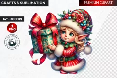 Watercolor Christmas Elves clipart, winter clipart, elf PNG Product Image 1