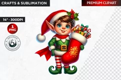 Watercolor Christmas Elves clipart, winter clipart, elf PNG Product Image 1