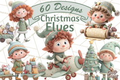 Christmas Elves Clipart PNG, Classic Santa’s Workshop Product Image 1
