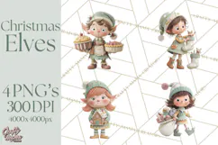 Christmas Elves Clipart PNG, Classic Santa’s Workshop Product Image 1