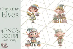 Christmas Elves Clipart PNG, Classic Santa’s Workshop Product Image 1