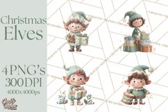 Christmas Elves Clipart PNG, Classic Santa’s Workshop Product Image 1