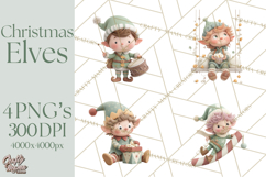 Christmas Elves Clipart PNG, Classic Santa’s Workshop Product Image 1
