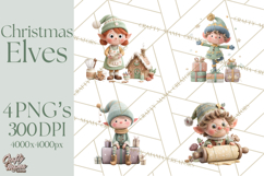 Christmas Elves Clipart PNG, Classic Santa’s Workshop Product Image 1