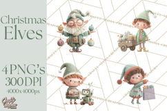 Christmas Elves Clipart PNG, Classic Santa’s Workshop Product Image 1