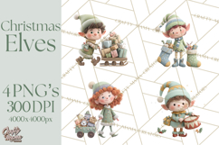 Christmas Elves Clipart PNG, Classic Santa’s Workshop Product Image 1