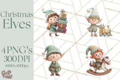 Christmas Elves Clipart PNG, Classic Santa’s Workshop Product Image 1
