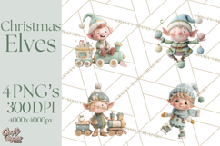 Christmas Elves Clipart PNG, Classic Santa’s Workshop Product Image 1