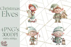Christmas Elves Clipart PNG, Classic Santa’s Workshop Product Image 1