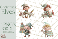 Christmas Elves Clipart PNG, Classic Santa’s Workshop Product Image 1