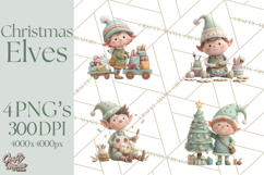 Christmas Elves Clipart PNG, Classic Santa’s Workshop Product Image 1