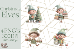 Christmas Elves Clipart PNG, Classic Santa’s Workshop Product Image 1