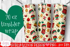 Christmas tumbler wrap for sublimation | Cute elves PNG Product Image 1