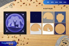 3D Shadowbox Deer and Howling Wolves in The Starry Night Product Image 1