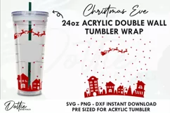 Christmas Eve Sleigh Starbucks 24oz Acrylic Tumbler Cup Wrap Product Image 1