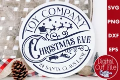 Christmas Round Sign Svg, Christmas Eve Toy Co Door Hanger Product Image 1