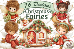 Cute Christmas Fairy Clipart Art PNG, Holiday Fairy Clip Art Product Image 1