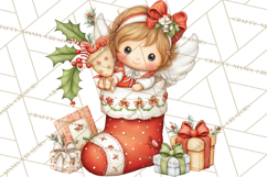 Cute Christmas Fairy Clipart Art PNG, Holiday Fairy Clip Art Product Image 2