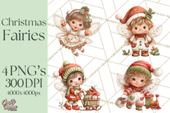 Cute Christmas Fairy Clipart Art PNG, Holiday Fairy Clip Art Product Image 1