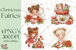 Cute Christmas Fairy Clipart Art PNG, Holiday Fairy Clip Art Product Image 1
