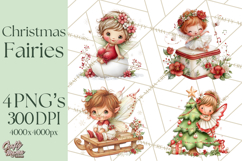 Cute Christmas Fairy Clipart Art PNG, Holiday Fairy Clip Art Product Image 1