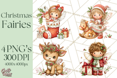 Cute Christmas Fairy Clipart Art PNG, Holiday Fairy Clip Art Product Image 1
