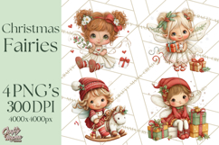Cute Christmas Fairy Clipart Art PNG, Holiday Fairy Clip Art Product Image 1