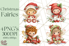 Cute Christmas Fairy Clipart Art PNG, Holiday Fairy Clip Art Product Image 1