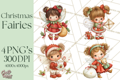 Cute Christmas Fairy Clipart Art PNG, Holiday Fairy Clip Art Product Image 1