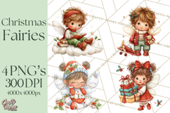 Cute Christmas Fairy Clipart Art PNG, Holiday Fairy Clip Art Product Image 1