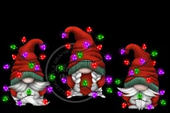 Gnome Christmas Fairy lights Watercolour Clipart PNG Product Image 2