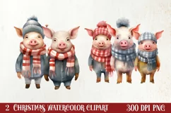 Christmas Family Animals Clipart, Christmas Clipart Product Image 1