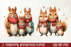 Christmas Family Animals Clipart, Christmas Clipart Product Image 1