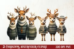 Christmas Family Animals Sublimation Clipart, Christmas PNG Product Image 1