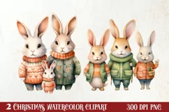 Christmas Family Animals Sublimation Clipart, Christmas PNG Product Image 1